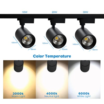 luce 10W 20W 30W della pista della PANNOCCHIA di colore del nero 3500K per il negozio di vestiti