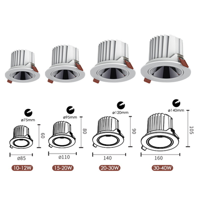 Pannocchia 10W 15w 20W Dimmerabile LED Downlight Antiriflesso Frameless Illuminazione da incasso