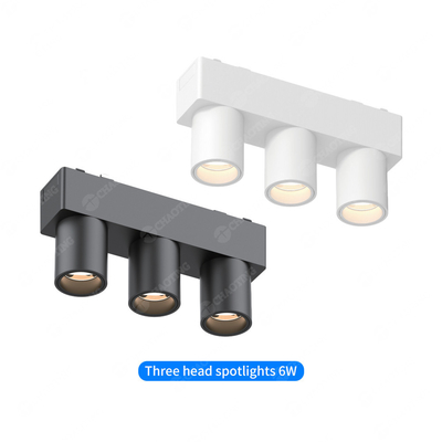 CRI90 Magnetico a tre capelli Traccia di luce soffitto libero Led bianco nero riflettore